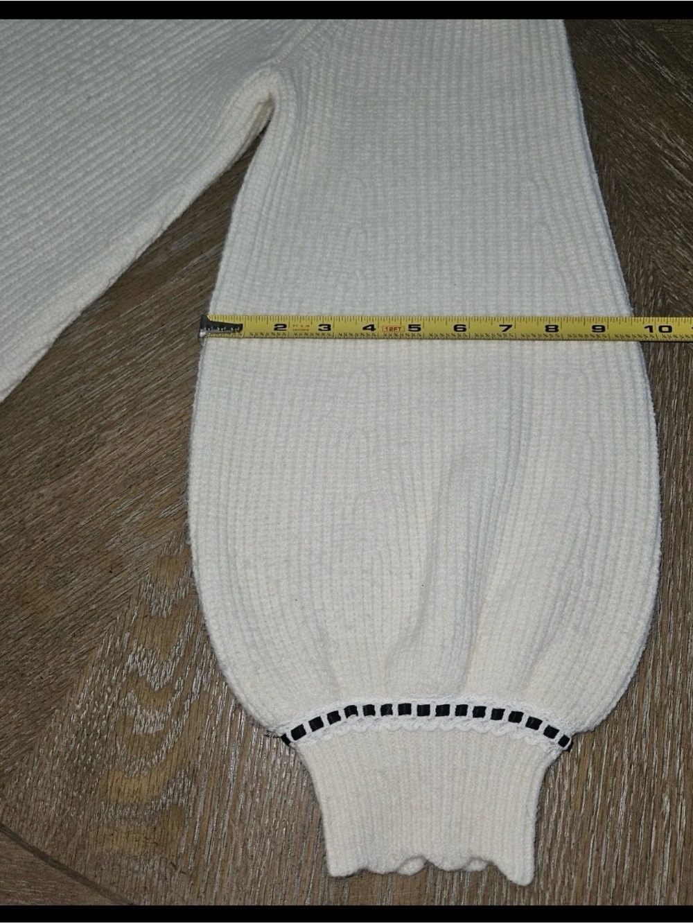 HYFVE Coquette Cream ribbed Cardigan Contrast Trim Peter Pan Collar Sweater M - Picture 12 of 16